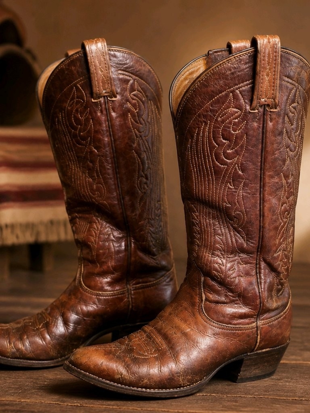 Vintage 70s Tony Lama Mens 6367 Brown Leather Western Cowboy Boots Size 8.5 D US